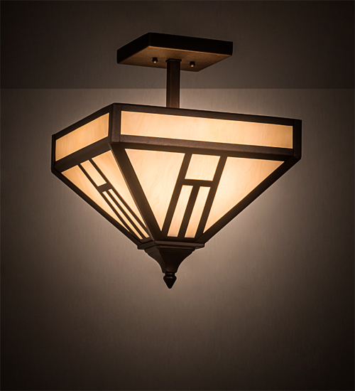 191901 13 in. H Mission Flushmount - Mahogany Bronze