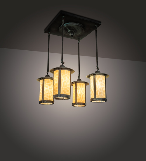 211591 21 in. Fulton Prime 4 Light Semi-Flushmount - Verdigris Finish
