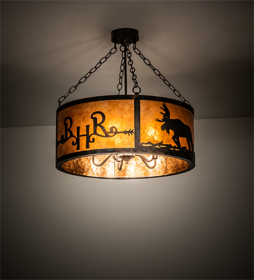 213958 24 in. Ridin Hy Personalized Semi-Flushmount - Antique Copper & Burnished