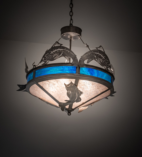 212869 27 in. Catch of the Day Inverted Pendant - Industrial Steel
