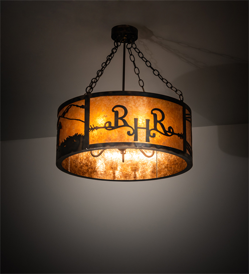 213957 24 in. Ridin Hy Personalized Semi-Flushmount - Dark Burnished Antique Copper