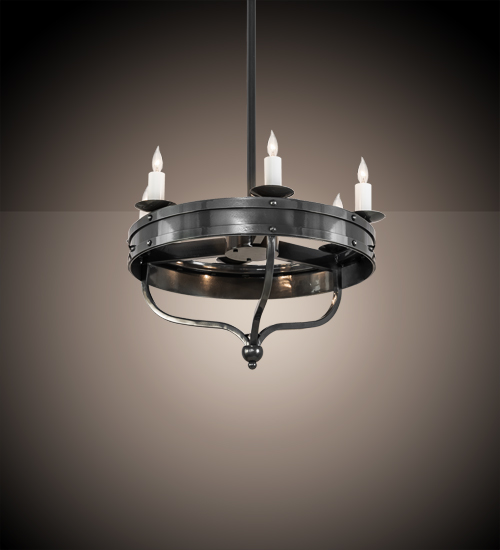 215651 30 in. Parnella 6 Light Chandelier - Charcoal Gray