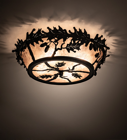 51000 20 in. Acorn & Oak Leaf Flushmount - Black with Silver Mica