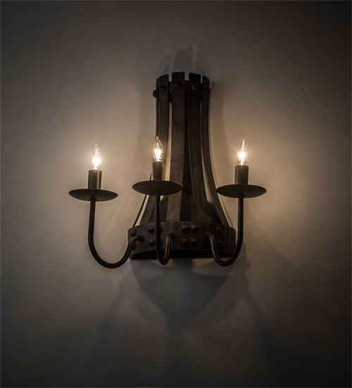 215775 14 in. Barrel Stave Wall Sconce - Costello Black