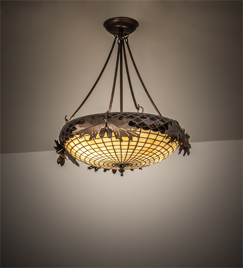 204731 19 in. Oak Leaf & Acorn Semi-Flushmount - Antique Copper