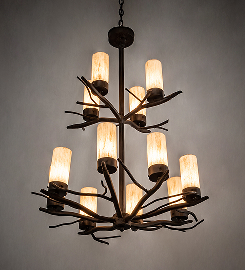 212303 30 in. Winter Solstice 12 Light Chandelier - Classic Rust