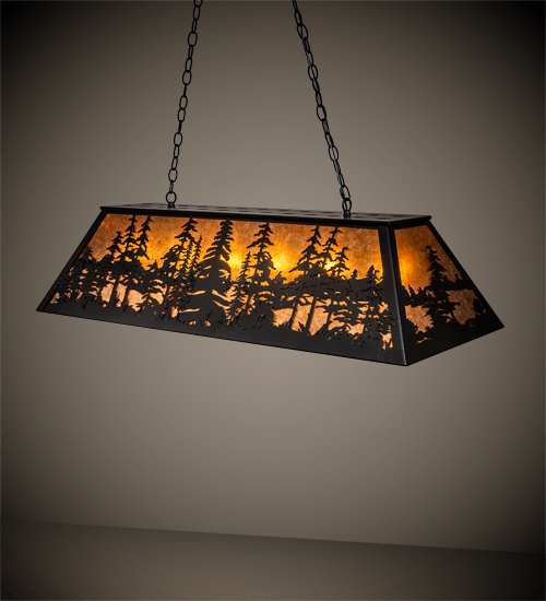 213419 48 in. Tall Pines Oblong Pendant - Black Satin Wrought Iron