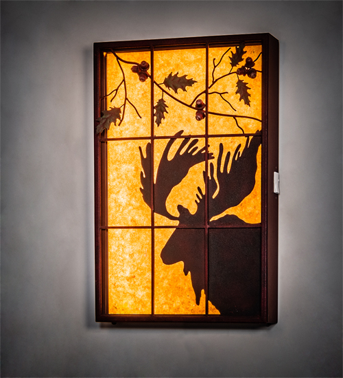 216919 24 in. Moose Backlit Window - Red Rust with Hand Paint