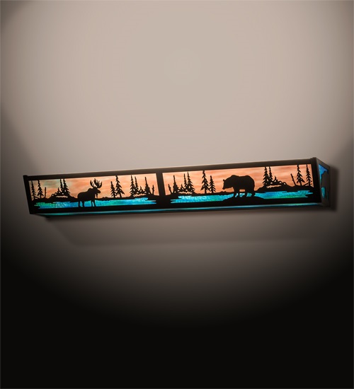 216073 36 in. Moose & Black Bear Vanity Light - Timeless Bronze