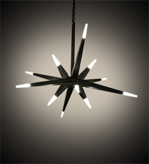 210474 38 in. Hickory Treasures 12 Light Pendant - Solar Black