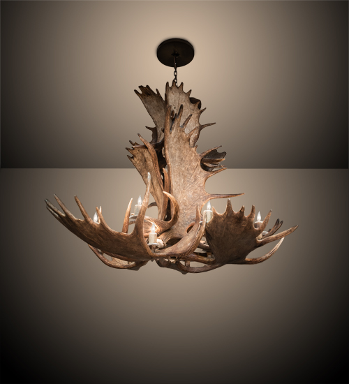212269 64 in. Antlers Moose 12 Light Chandelier