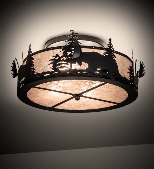 66207 24 in. Moose at Dusk Flushmount - Textured Black