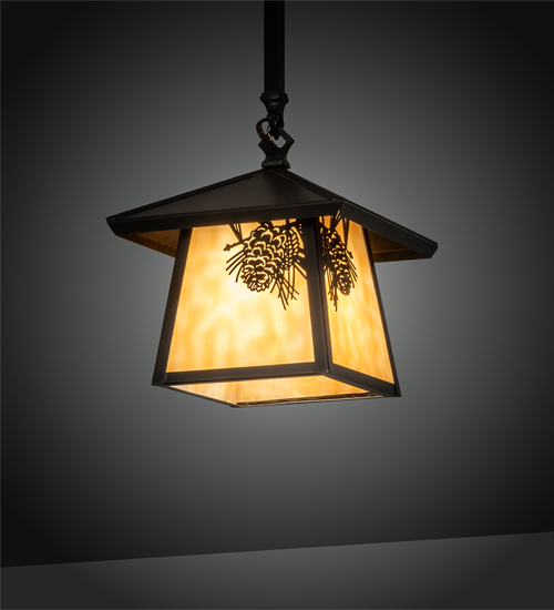 79477 8 in. Stillwater Winter Pine Pendant - Craftsman Brown