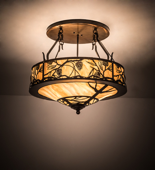 193442 24 in. Whispering Pines Semi-Flushmount - Chocolate