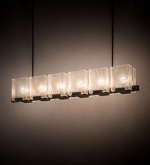 190616 60 in. Ice Cube 6 Light Oblong Chandelier - Custom & Chrome