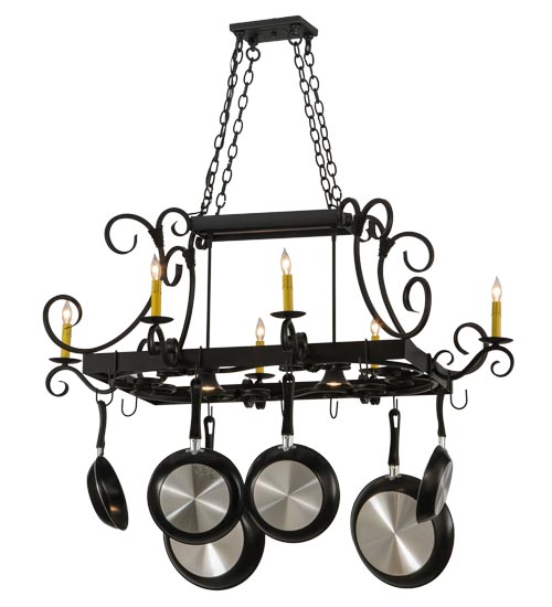 195226 50 in. Caiden 6 Light Pot Rack - Black