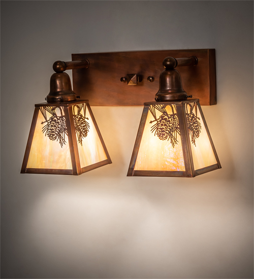 219956 17 in. Winter Pine 2 Light Vanity Light - Vintage Copper