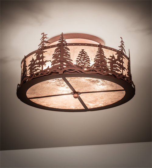 219183 22 in. Tall Pines Flushmount - Rust Finish