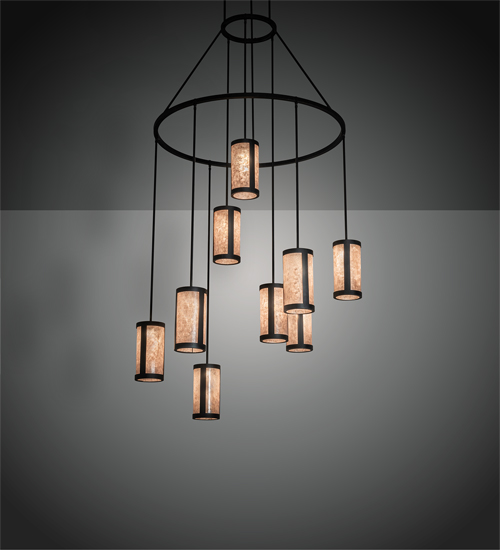 218698 48 in. Cartier 9 Light Chandelier - Black Wicker