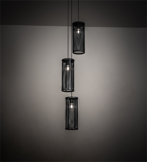 212780 12 in. Cilindro Cage Cascading Pendant - Iron