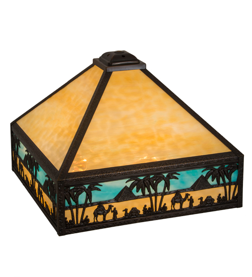 17323 15.5 in. Camel Mission Shade - Blue & Beige