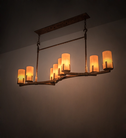 193968 56 in. Cero 8 Light Oblong Chandelier - Amber, Silver & Black
