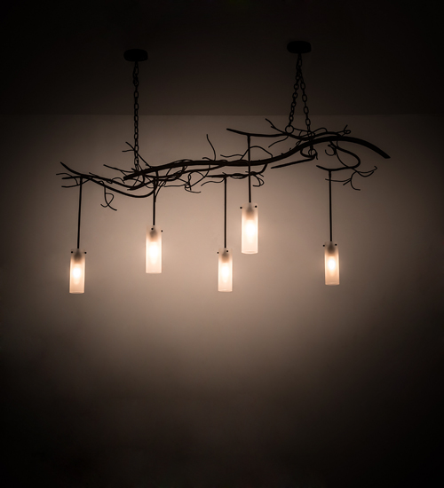 194362 72 in. Winter Solstice Cilindro 5 Light Oblong Chandelier - Rust Finish
