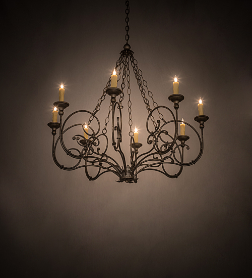 193952 42 in. Rachelle 8 Light Chandelier - Black & Silver
