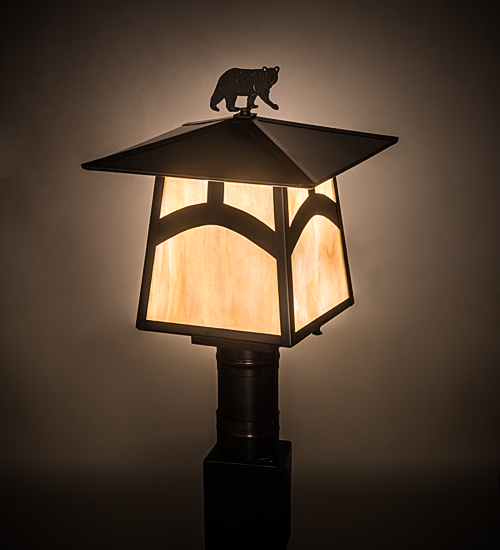 194723 12 in. Stillwater Hill Top with Bear Post Mount - Craftsman Brown