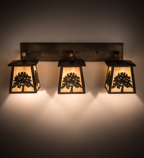 194756 32 in. Oak Tree 3 Light Vanity Light - Antique Copper