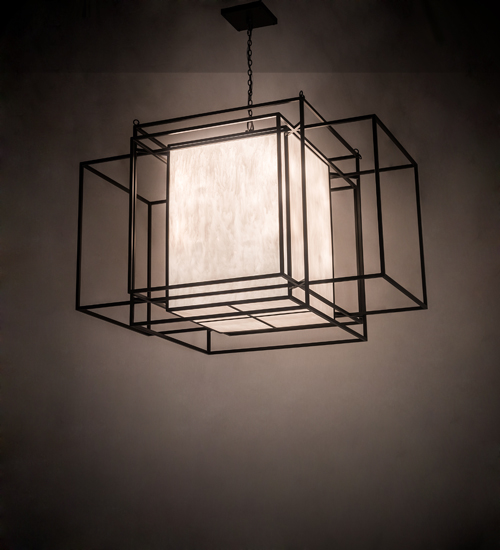 192699 72 in. Kitzi Box Oblong Pendant - Beige & Black