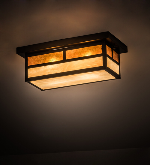 194882 16 in. Hyde Park T Mission Oblong Flushmount - Craftsman Brown