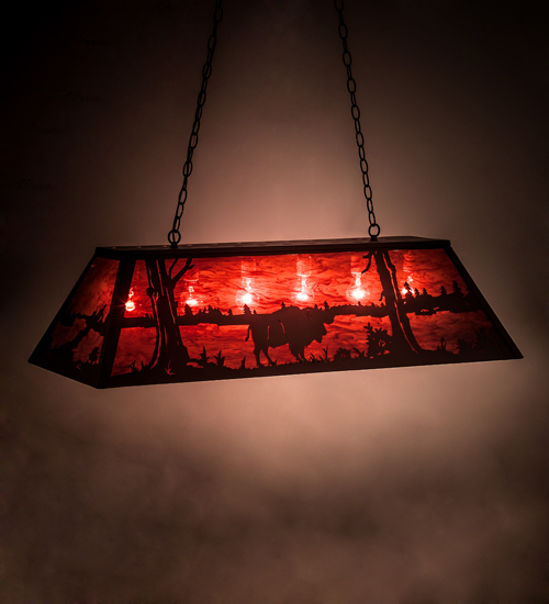 195196 48 in. Buffalo Oblong Pendant - Mahogany Bronze