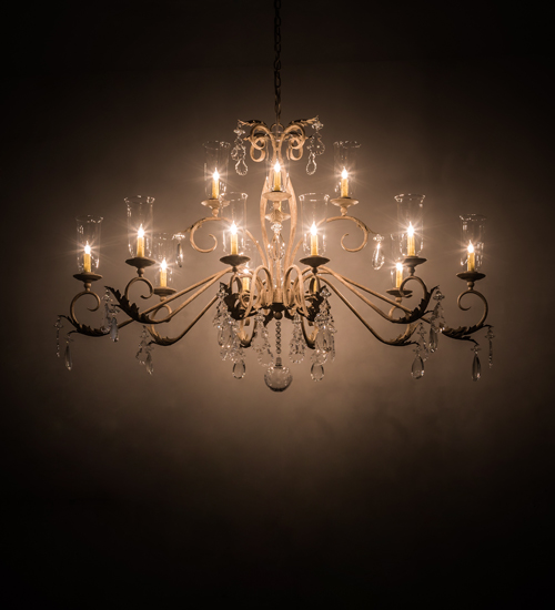 195401 62 in. Windsor 14 Light Oblong Chandelier - Chocolate & Beige
