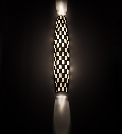 195693 7 in. Checkers Tube Wall Sconce - Black & White
