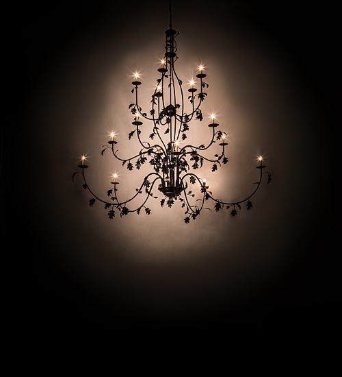 193774 96 in. Oak Leaf 15 Light Chandelier - Mahogany Bronze