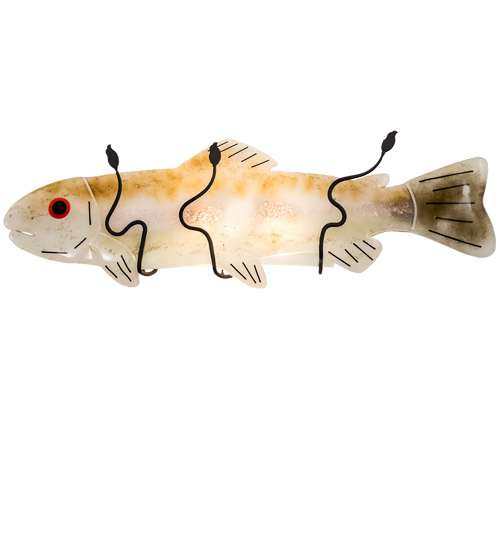 197320 29 in. Rainbow Trout Wall Sconce - Wrought Iron