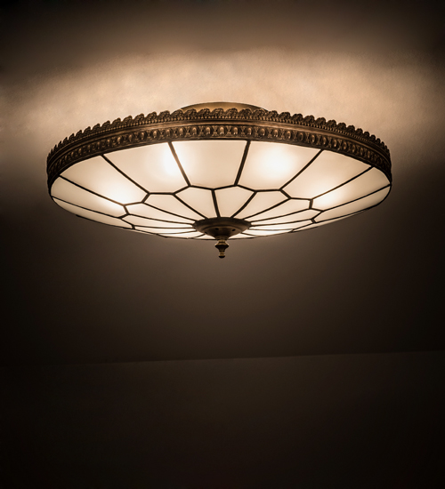 191557 21 in. Vincent Honeycomb 6 Light Flushmount - Beige & Black