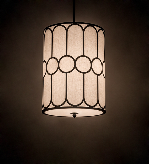 196023 30 in. Cilindro Homer 6 Light Pendant - Black & Beige