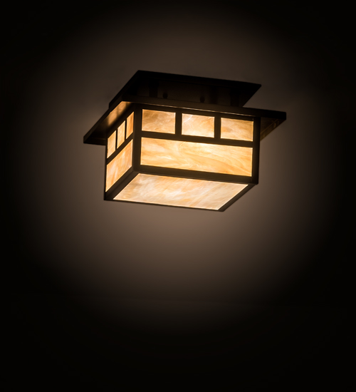 196658 12 in. Hyde Park Double Bar Mission Flushmount - Craftsman Brown