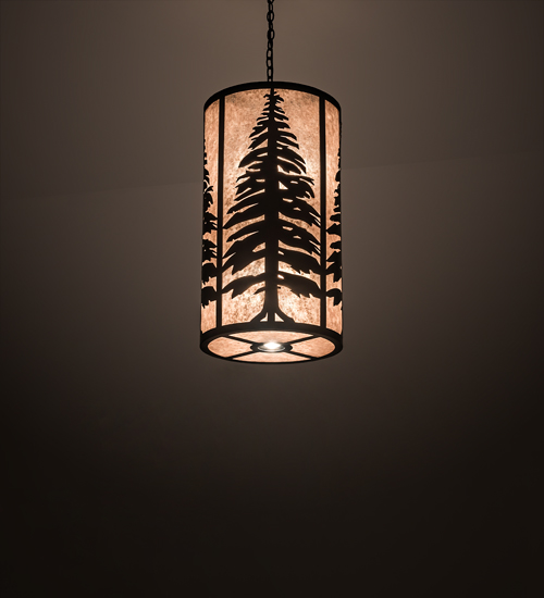 197428 18 in. Tall Pines Pendant - Black & Silver Mica