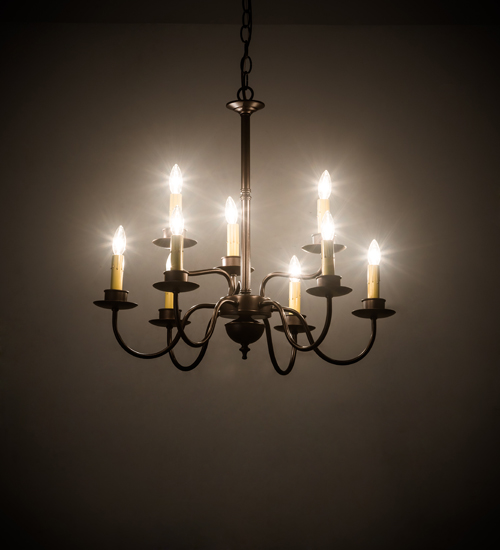 199600 24 in. Ean 2 Tier 9 Light Chandelier - Beige & Black