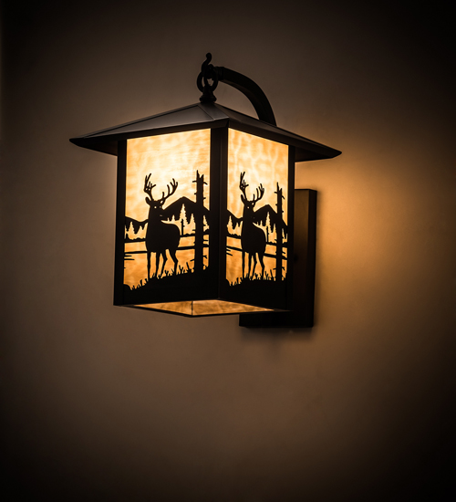198826 12 in. Seneca Deer Creek Hanging Wall Sconce - Beige & Black