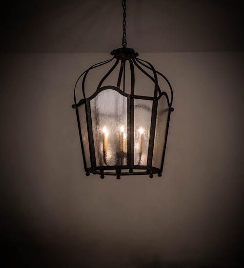 197359 32 in. Citadel 6 Light Pendant - Gold & Clear