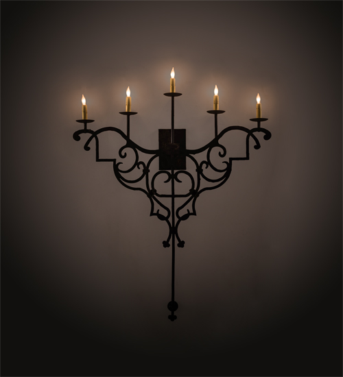 198848 36 in. Fleur De Lys 5 Light Wall Sconce - Black & Beige