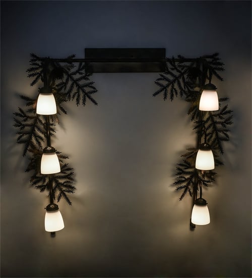 197109 40 x 40 in. Pine Branch 6 Light Vanity - Antique Copper