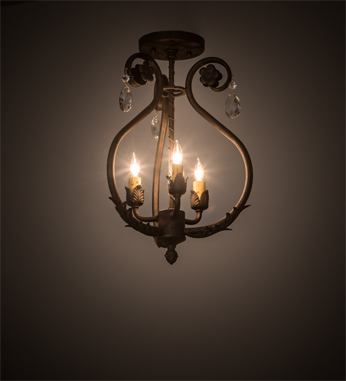 199249 12 in. Antonia 3 Light Chandelier - Crystal Finish