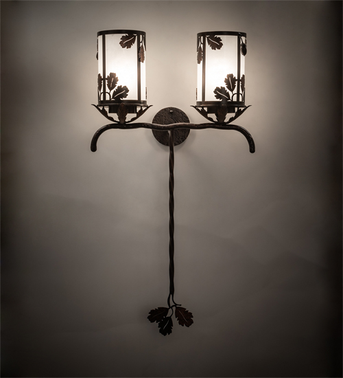 213253 20 in. Blue Oak Wall Sconce - Hanna Copper & Cimarron Bronze
