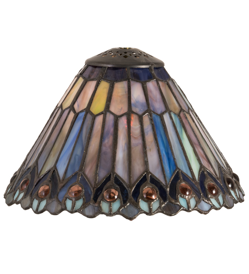 21626 8 in. Tiffany Jeweled Peacock Cone Shade