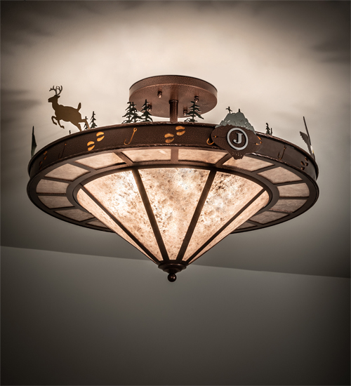 214797 32 in. Wildlife Personalized Semi-Flushmount - New Copper Vein & Hand Paint